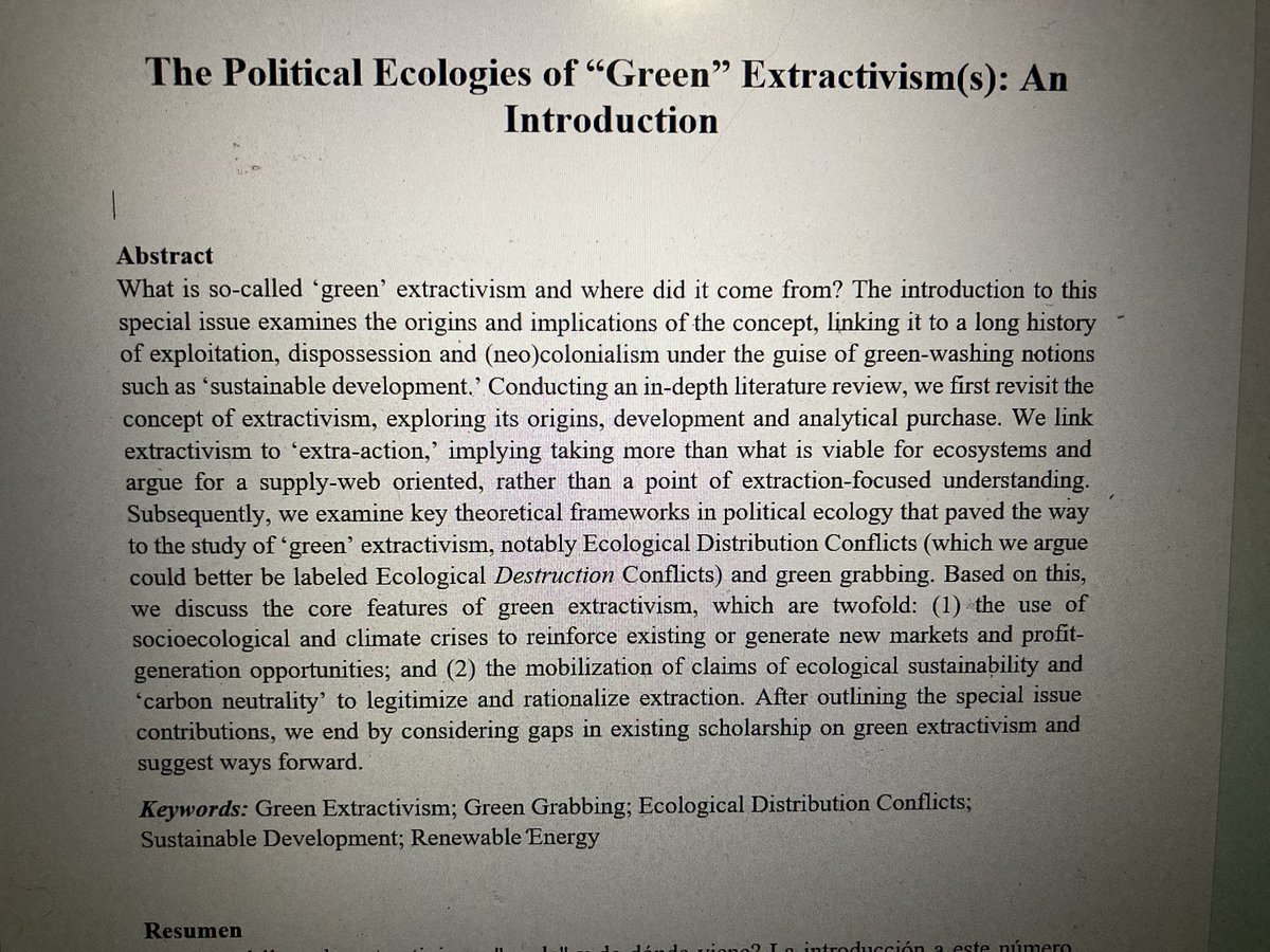Alexander Dunlap (@drx_adunlap) on Twitter photo Oh mannn… it happened!
<a href="/judithverweijen/">Judith Verweijen</a>, <a href="/CarTor_88/">Carlos Tornel</a> & myself just re-submitted The Political Ecologies of Green Extractivism: An Introduction <a href="/journalofpolit1/">journalofpoliticalecology</a>
It’s an extensive review, but if you like the topic you will have a stimulating ride…
Good night 😵💫 & get ready Oh mannn… it happened!
<a href="/judithverweijen/">Judith Verweijen</a>, <a href="/CarTor_88/">Carlos Tornel</a> & myself just re-submitted The Political Ecologies of Green Extractivism: An Introduction <a href="/journalofpolit1/">journalofpoliticalecology</a>
It’s an extensive review, but if you like the topic you will have a stimulating ride…
Good night 😵💫 & get ready