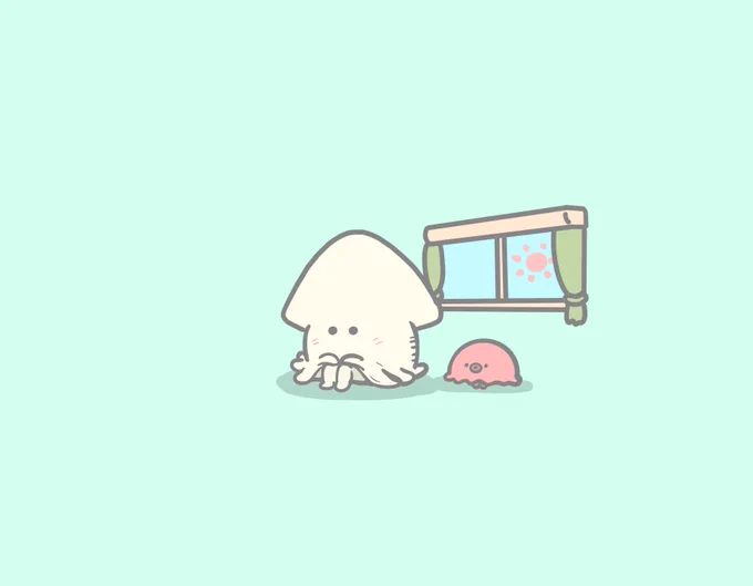 連休最終日はお家から出ないという思いのイカとタコちゃん 