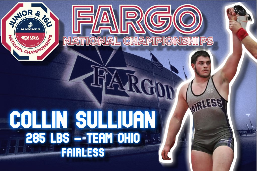 Collin Sullivan (c/o '25) will take the mat tomorrow to represent Team Ohio at the Fargo Junior National Championships. Thank you so much to everyone who helped make this opportunity possible. Go get it done Sully!