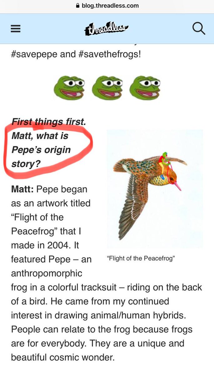 PeaceFrogCTO's tweet photo. @Hero94247621 @tripleboccaccio @Glug69420 #FlightOfThePeacefrog #SavePepe #SaveTheFrogs $FROG 

#PeaceFrog is the Original name and first true iteration of the $PEPE we know today. Study this, and you'll ape.
CA: 0x407b574D34d1B967d1A6c927c58b6B76B7F9202F https://t.co/EI4POTg3V8