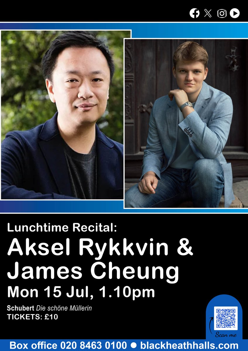 Blackheath Halls (@blackheathhalls) on Twitter photo We're delighted to welcome Aksel Rykkvin and James Cheung to perform Schubert’s song cycle, Die schöne Müllerin at Blackheath Halls this afternoon. Tickets available at bit.ly/45EYWIv or on the door
<a href="/AkselMusic/">Aksel Rykkvin</a> #Schubert We're delighted to welcome Aksel Rykkvin and James Cheung to perform Schubert’s song cycle, Die schöne Müllerin at Blackheath Halls this afternoon. Tickets available at bit.ly/45EYWIv or on the door
<a href="/AkselMusic/">Aksel Rykkvin</a> #Schubert