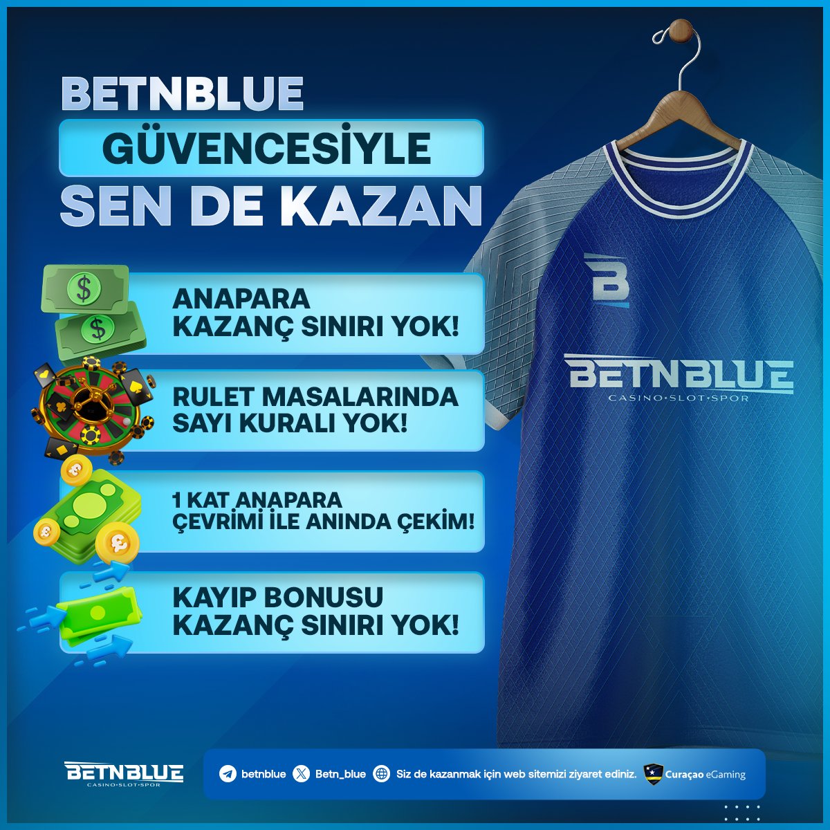 Betn_blue's tweet photo. ✨ BETNBLUE İLE KRALLARA LAYIK AYRICALIKLAR ✨

🆘 RULET MASALARINDA SAYI KURALI YOK 🆘

⚡️ 1 KAT ANAPARA ÇEVRİMİ SINIRSIZ KAZANÇ ⚡️

💰 KAYIP BONUSLARIMIZDA KAZANÇ SINIRI YOK 💰

💥 BELGE KİMLİK GEREKMEDEN ÇEKİM İMKANI ! 💥

🔄 Türkiye'nin en çok kazandıran alt yapısıyla 1.000.000₺ Kazanmaya Davetlisiniz!

🔗 BetnBlue Güncel Giriş🔗
https://t.co/eSJnaU1rXk