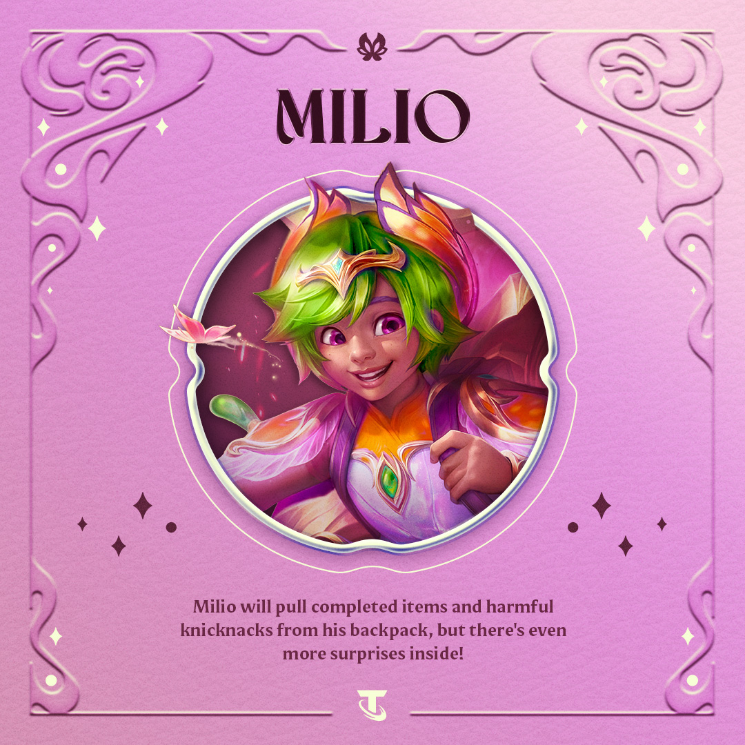 TFT's tweet photo. Crown your Faerie King or Queen to deal increased damage. The youngest of the Faeries, Milio, can't wait for show and tell to reveal what enchanting goodies are stowed away in his backpack! https://t.co/st1xfkh2ED