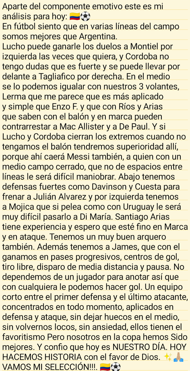 HaiderBc_96's tweet photo. Si tenemos estás pautas en el juego de hoy posiblemente SEAMOS CAMPEONES, VAMOS COLOMBIA. 🇨🇴⚽ https://t.co/xksBcGhl0s