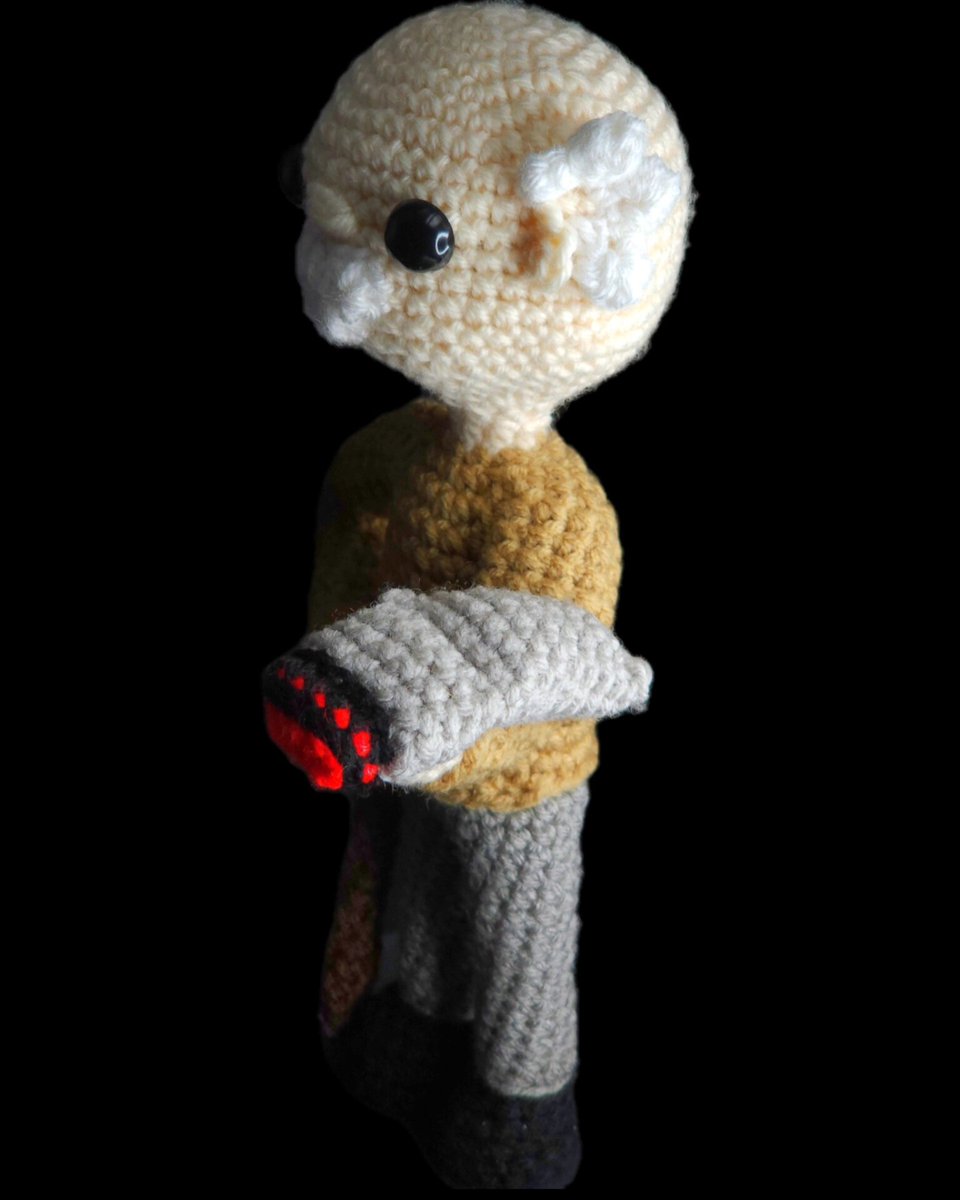 foxxiemoxie's tweet photo. MrMozbe Is a great friend &amp; Twitch mod. I'm honored to share him in plushie form. Complete with cane &amp; phaser, set to stun of course. 😉 #modlove
⭐
⭐
⭐
#amigurumi #crochet #crafty #handmade #originalcharacter #friendship https://t.co/tZ7qRioNqU
