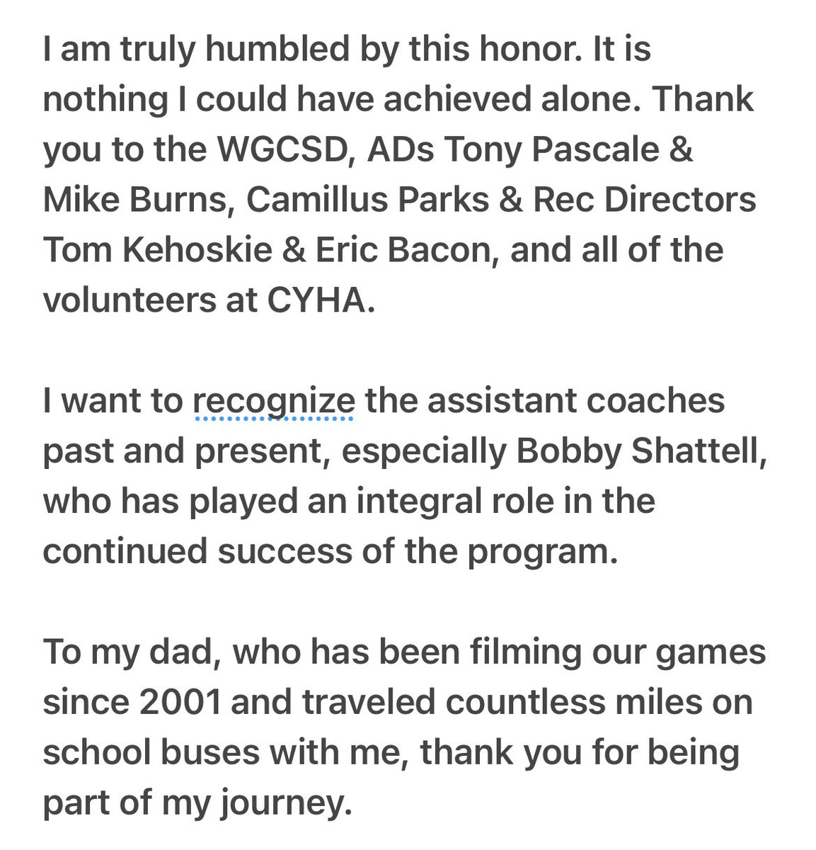 FrankColabufo's tweet photo. Thank you to the families, friends, and fans of West Genesee Hockey #blessed

@WGAthletics @WestGeneseeCSD @wgwildcathockey @SaltCityPros @CyhaParent https://t.co/2zSywaDJ61