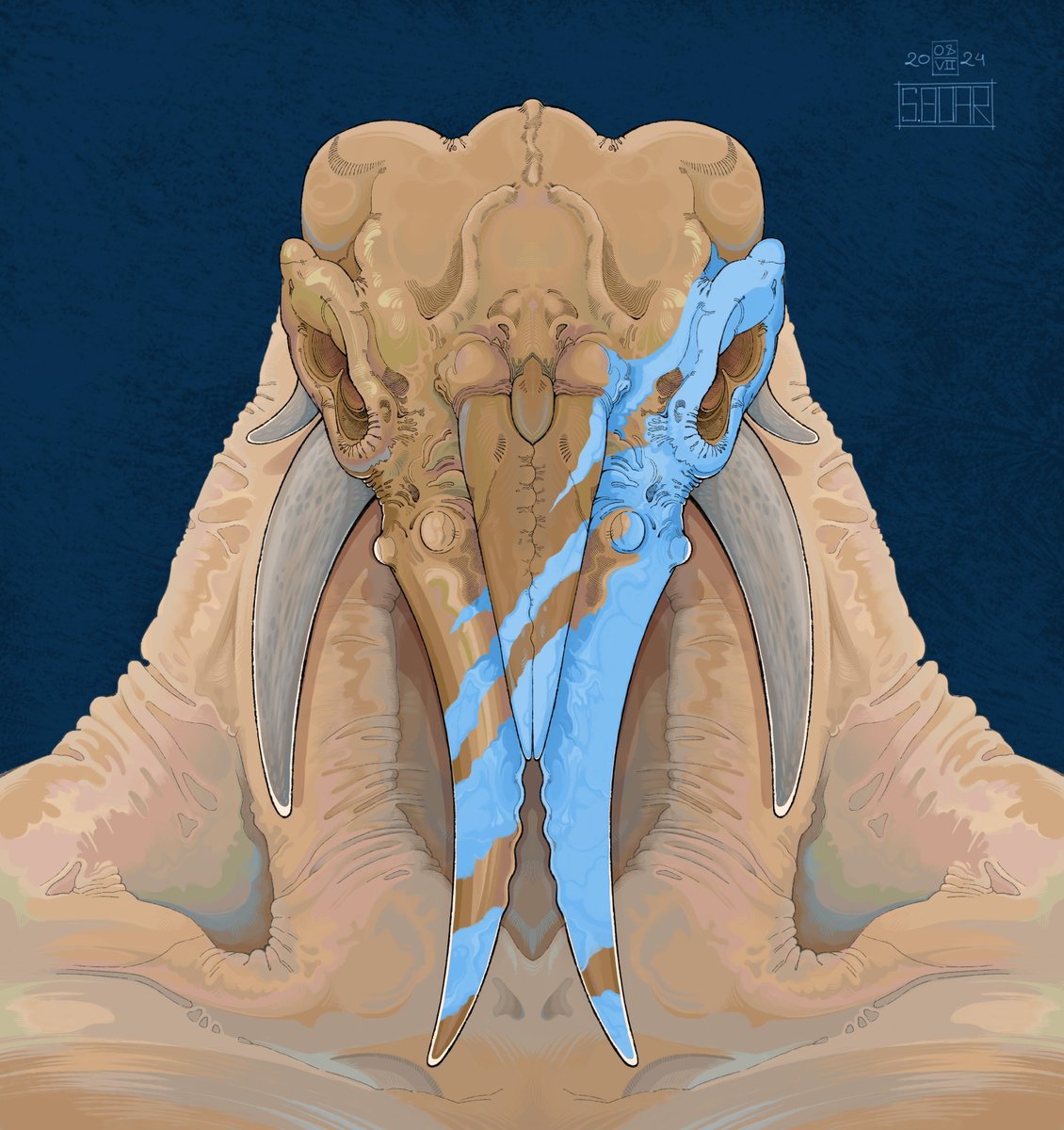 SB_Boar's tweet photo. The second portrait is from Xum. 

I want to believe that over time I will be better able to cope with the palette of colors.

#ArtistOnTwitter #art #sketch #Commission #Portrait #Aliens #Aliensart #Space #Stars https://t.co/kDUbxOsD1X