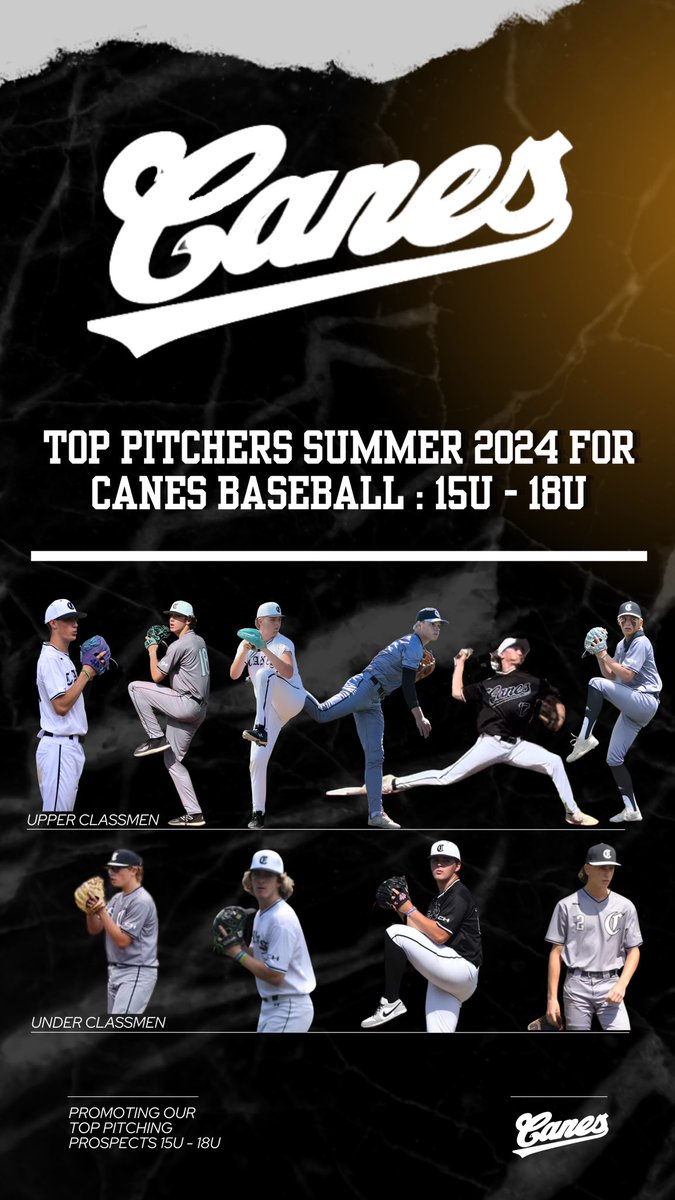 Follow this pitching thread 🧵 

As we showcase the Top Pitching Prospects at the HS level for @CanesBaseball03 

Based on summer stats with (Over) 30 IP and (Under) 3.5 ERA to be in contention

We have many great pitchers that didn’t make the list!

Keep working dudes

#Compete