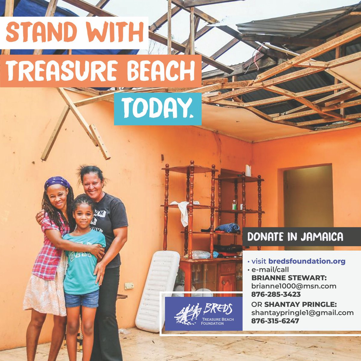 deikamorrison's tweet photo. Two ways to donate via @BredsFoundation. 

1. In Jamaica, please contact the names on the flyer below for Breds bank info. 
 
2. Outside of Jamaica, see this @AFJcares dedicated link. To be extra sure, put “For Treasure Beach” 

https://t.co/JrqIILX6s6

Plz share. 🙏🏽 https://t.co/DyxGC6UGou