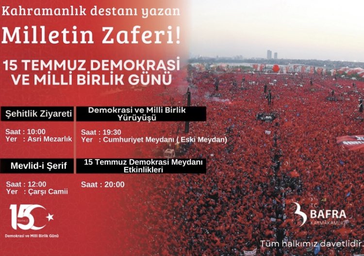 15 Temmuz Demokrasi ve Milli Birlik Günü kutlu olsun.
<a href="/tcmeb/">Millî Eğitim Bakanlığı</a>  
#15Temmuz
#MilletinZaferi 
#15TemmuzDemokrasiveMilliBirlikGünü 
#15Temmuz2016