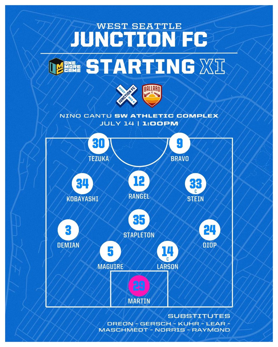 West Seattle Junction FC (@ws_junctionfc) on Twitter photo Presenting the <a href="/PlayOneMoreGame/">One More Game</a> Starting XI for your West Seattle Junction FC!
#WalkAllWays #Path2Pro #JFCvsBFC Presenting the <a href="/PlayOneMoreGame/">One More Game</a> Starting XI for your West Seattle Junction FC!
#WalkAllWays #Path2Pro #JFCvsBFC