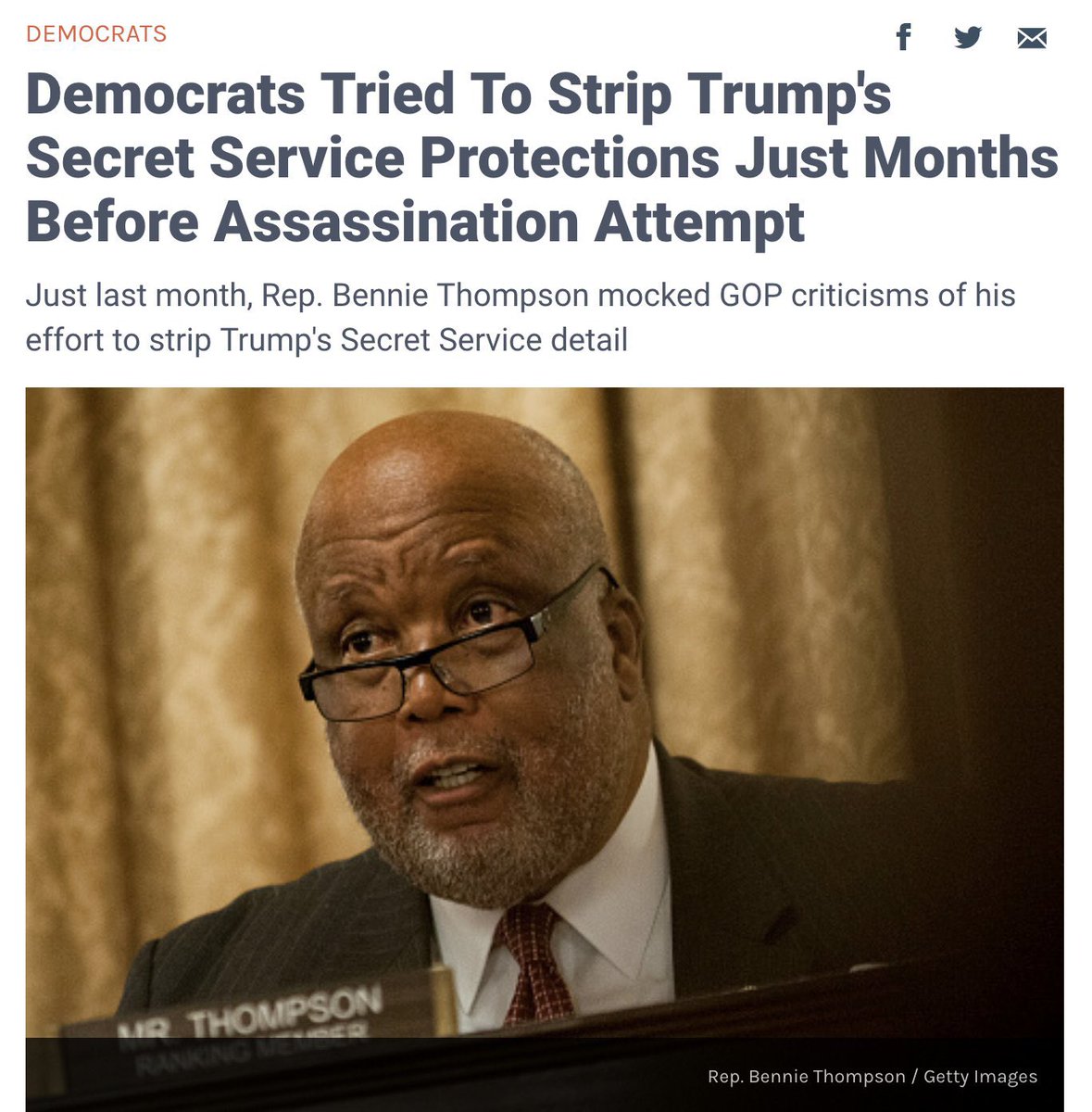 MSGOP's tweet image. .@BennieGThompson is trying to remove Secret Service protection from @realDonaldTrump.

.@BennieGThompson staffer said “please get you some shooting lessons so you don’t miss next time”

.@BennieGThompson led illegitimate #January6 Commission

.@BennieGThompson MUST RESIGN!