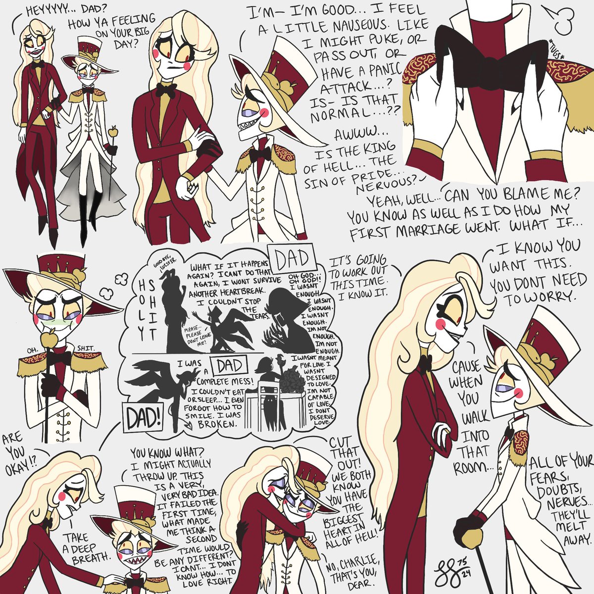 ScarletS75's tweet photo. #Adamsappleweek2024 Day 7: MARRIAGE💍🤍 “The First Love There Ever Was” #adamsapple #adamsappleweek #HazbinHotel https://t.co/RZHyNOakcy