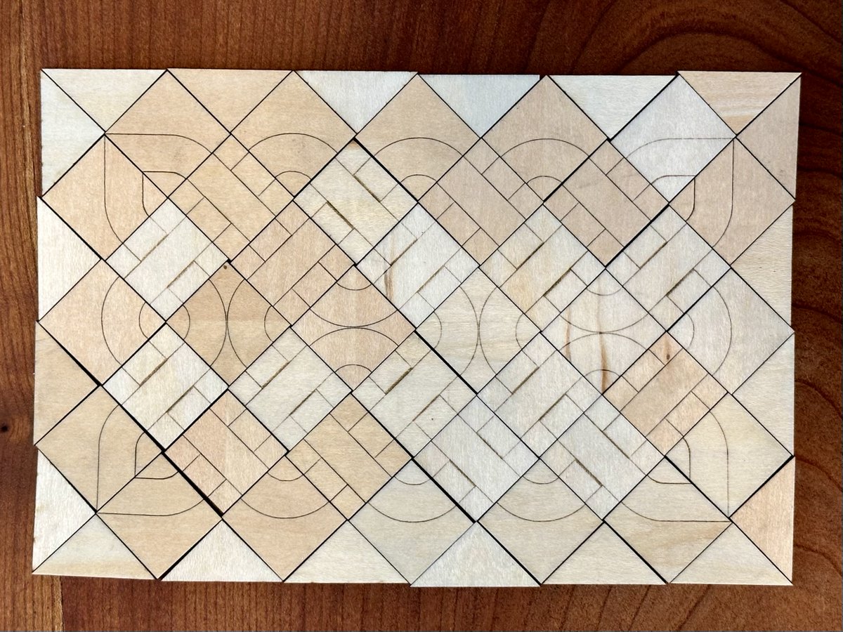 divbyzero's tweet image. Since I'm out of the #BigMathOff and not writing a new post for the competition, I decided to use my Sunday to design and cut some wooden tiles that could be assembled as Celtic knots. Here's what I came up with.