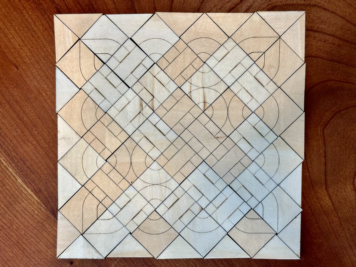 divbyzero's tweet image. Since I'm out of the #BigMathOff and not writing a new post for the competition, I decided to use my Sunday to design and cut some wooden tiles that could be assembled as Celtic knots. Here's what I came up with.
