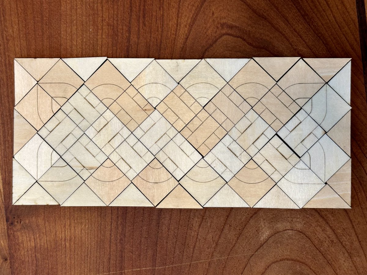 divbyzero's tweet image. Since I'm out of the #BigMathOff and not writing a new post for the competition, I decided to use my Sunday to design and cut some wooden tiles that could be assembled as Celtic knots. Here's what I came up with.