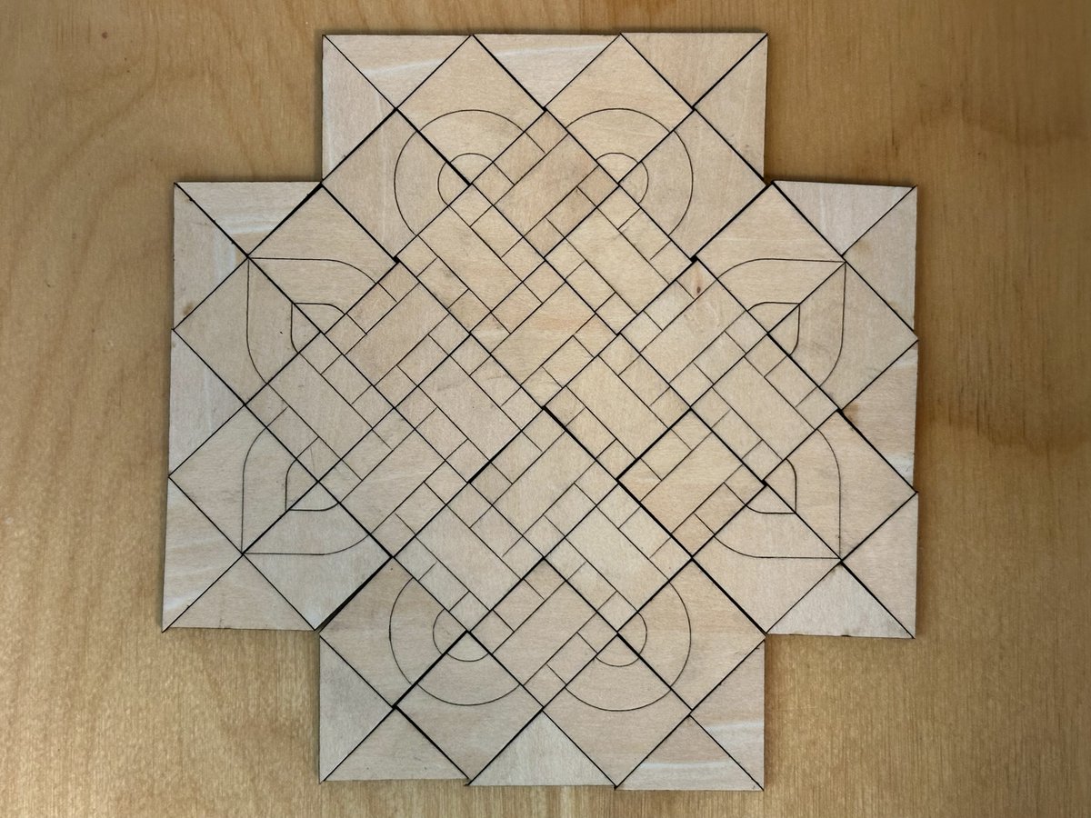 divbyzero's tweet image. Since I'm out of the #BigMathOff and not writing a new post for the competition, I decided to use my Sunday to design and cut some wooden tiles that could be assembled as Celtic knots. Here's what I came up with.
