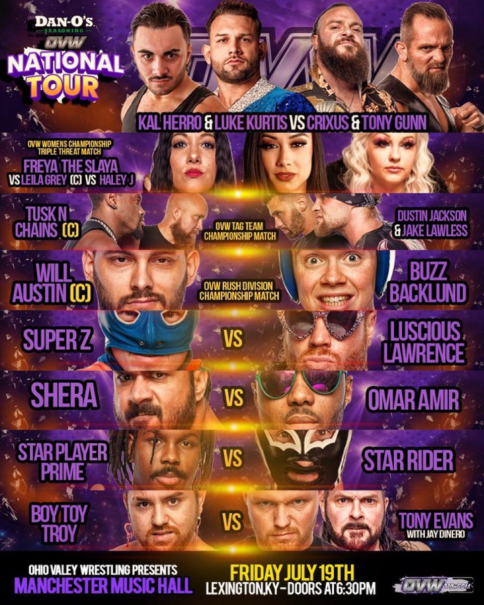 ovwrestling's tweet photo. Want to know why everyone is talking about OVW?! Join us LIVE in #LexingtonKY this FRIDAY at MANCHESTER MUSIC HALL!

Secure your spot to this unforgettable night of action by going to https://t.co/ES5GCG9id2 now! https://t.co/h93Vhn3ezj