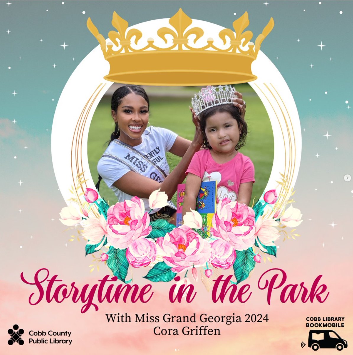 cobbcountygovt's tweet image. 🌟 Experience an enchanting story time in the park with Miss Grand Georgia, Cora Griffen, 11 a.m. Wednesday, July 17 at Tumlin Park! 📖👑 Can&apos;t make it? 😢 Catch her again 10 a.m. Wednesday, July 24th at East Cobb Park! 🎉 #cobbPARKS #reading #cobblibrary #cobbcounty