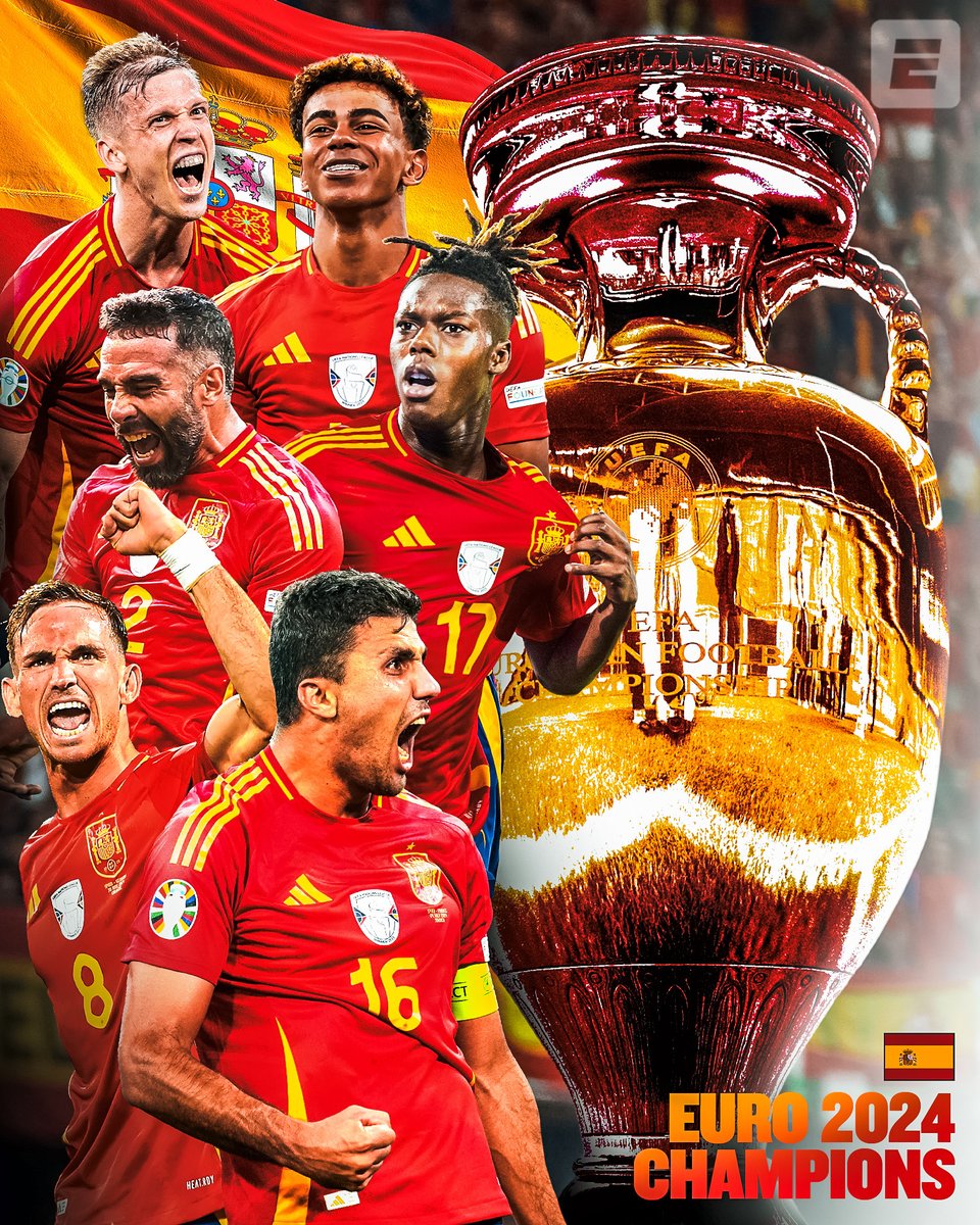 SPAIN ARE CHAMPIONS OF EUROPE! 🏆👏

ECSTASY. GLORY. ESPAÑA HAVE DONE IT ONCE AGAIN! 🇪🇸
