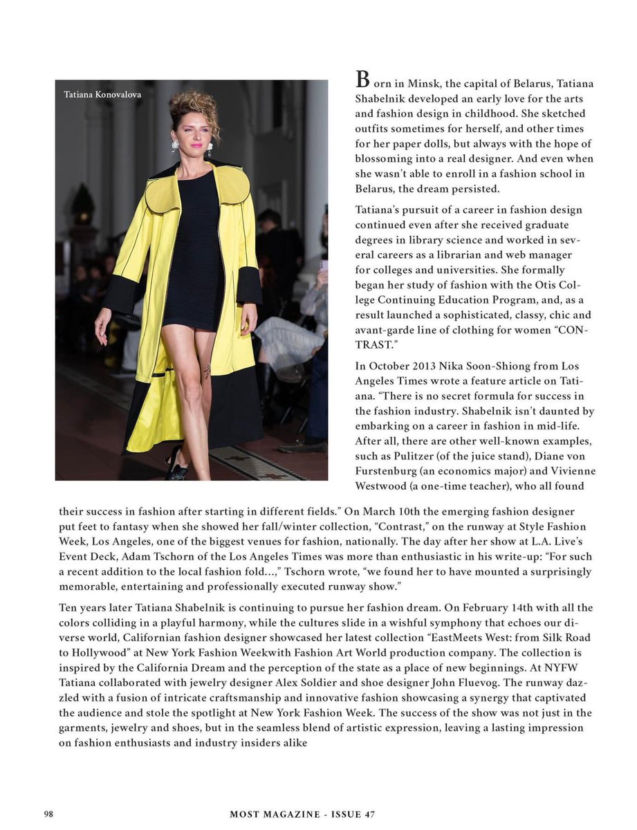 TaniaShabelnik's tweet photo. Very grateful to Most Magazine for the beautiful editorial in Issue 47.
https://t.co/vdZtJh2l1o

Congratulations to an amazing very talented team!

Photographer: Lena Foster
Fashion designer: Tatiana Shabelnik
Jewelry designer: Alex Soldier
Shoe designer: John Fluevog https://t.co/9F3Q9y7FhX