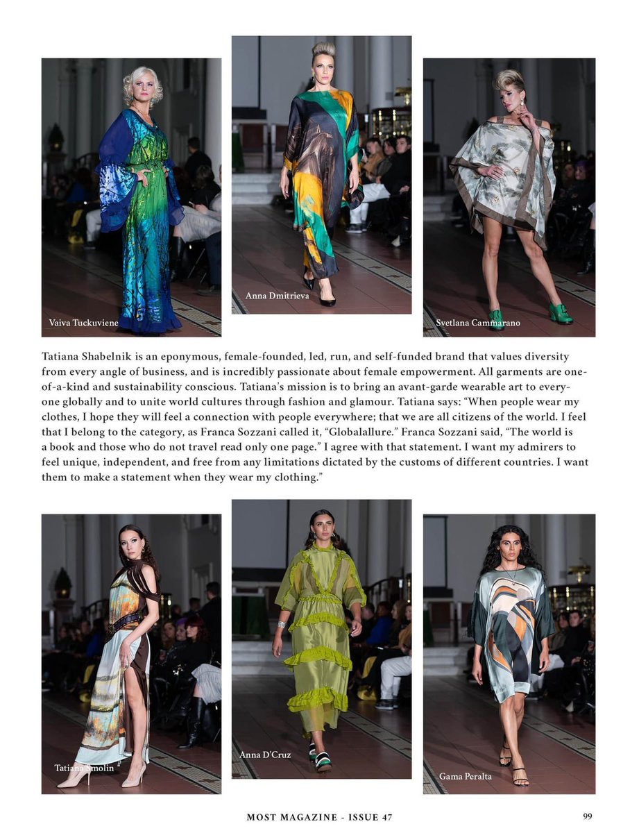 TaniaShabelnik's tweet photo. Very grateful to Most Magazine for the beautiful editorial in Issue 47.
https://t.co/vdZtJh2l1o

Congratulations to an amazing very talented team!

Photographer: Lena Foster
Fashion designer: Tatiana Shabelnik
Jewelry designer: Alex Soldier
Shoe designer: John Fluevog https://t.co/9F3Q9y7FhX