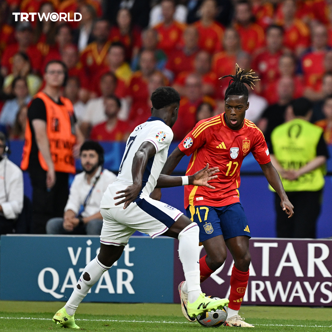 trtworld's tweet photo. #BREAKING: Spain are the champions of #EURO2024  , as La Roja bring home their fourth UEFA European Championship trophy by beating England 2-1 in Berlin https://t.co/OHWMrsDm22
