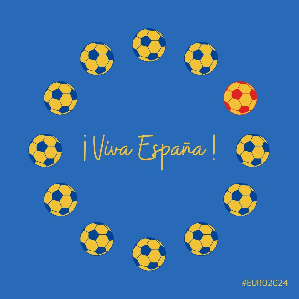🇪🇸🏆 Испания е новият шампион на Европа по футбол!

⚽ Това е четвърта титла за страната от първото издание на европейското футболно първенство през 1960 г. досега.

🙌 Честито, Испания!

#Euro2024 <a href="/ComisionEuropea/">Comisión Europea en España</a>