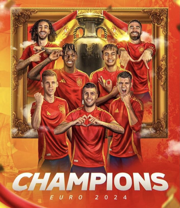 MrFootball88's tweet photo. Tây Ban Nha đã đánh bại Anh 2-1 để chính thức trở thành nhà vô địch Euro 2024. https://t.co/ogotSUDEoP