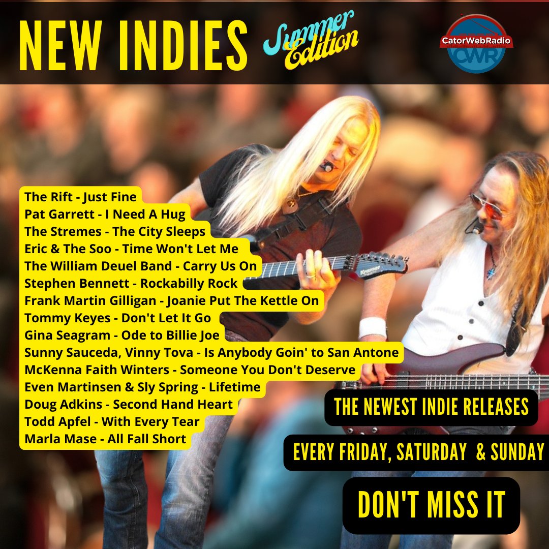 catorwebradio's tweet photo. #NowPlaying #NewIndies
@theriftmusic
#McKennaFaithWinters
#PatGarrett
@EricTheSoo
@DeuelThe
#StephenBennett
#FrankMartinGilligan
@SunnySauceda @VinnyTovar_
@TommyKeyesMusic
#GinaSeagram
#EvenMartinsen & #SlySpring
@AdkinsCountry
@ApfelTodd
@marlamase
@thestremes https://t.co/RgtN9R2da1