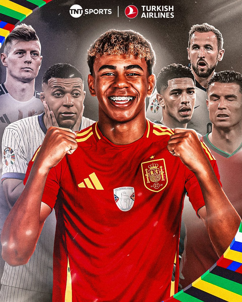 TNTSportsBR's tweet photo. O GAROTO TÁ VOANDO! ✈️ Com apenas 17 anos, Lamine Yamal deixou grandes nomes para trás e foi um dos grandes destaques da #Euro2024! 🇪🇸🔥🇪🇸🔥🇪🇸🔥#TurkishAirlines #teuro

Oferecimento: @TurkishAirlines https://t.co/lSsRAxjQmP