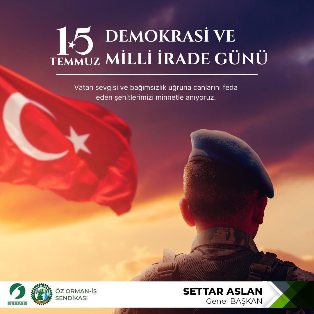 Milletimizin birlik ve beraberliğini,demokrasiye ve kendi iradesine olan inancını tüm dünyaya gösterdiği “15 Temmuz Demokrasi ve Milli Birlik Günü”nün yıl dönümünde; vatanımız için canlarını feda eden şehitlerimizi rahmetle anıyor, gazilerimize minnet ve şükranlarımızı sunuyorum.