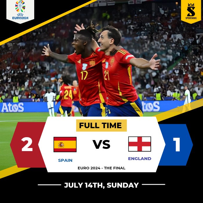 TheFootanic's tweet photo. Nico Williams opened the scoring for Spain, Palmer soon equalized and the advantage came back to Spain with Oyarzabal scoring the winner in the 86th minute 💥⚽

#Sportanic • #SportsRedefined  • #Euro2024 https://t.co/ub4vePV5rk