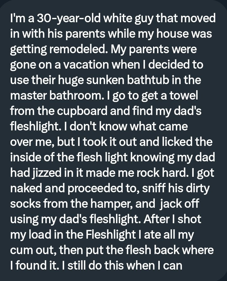 PervConfession's tweet photo. He used his dads fleshlight https://t.co/b61teY2PEO