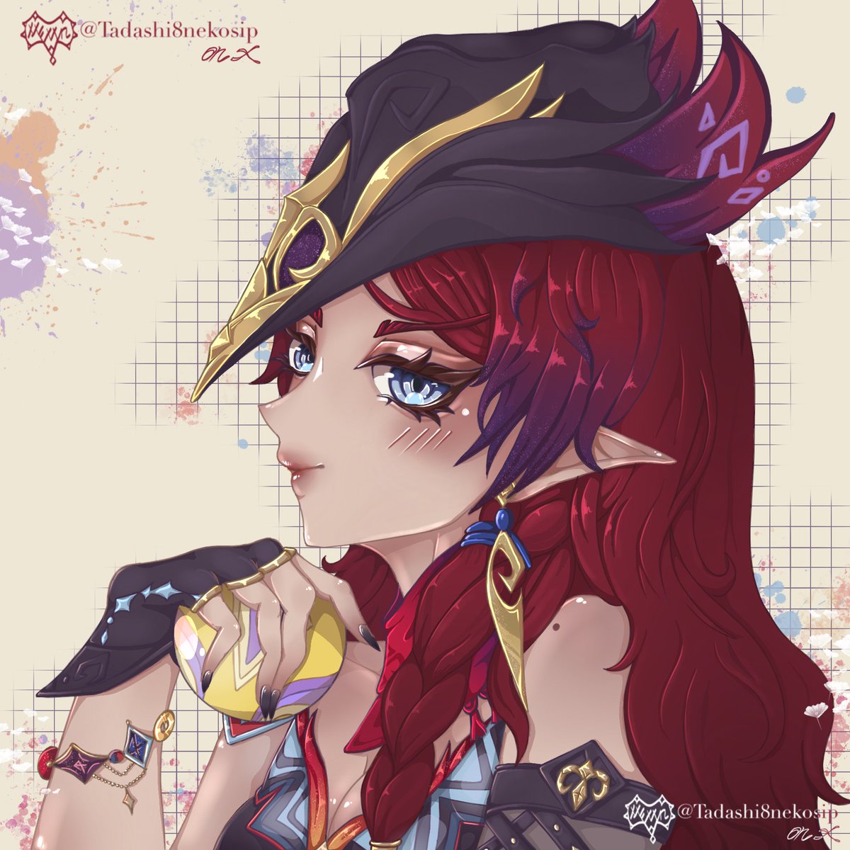 Tadashi8nekosip's tweet photo. What~ Want to take part too hm?~🧡❤️💜

#原神 #GenshinImpact #Chasca #Natlan #Genshinfanart https://t.co/Gc6nfm7QPD