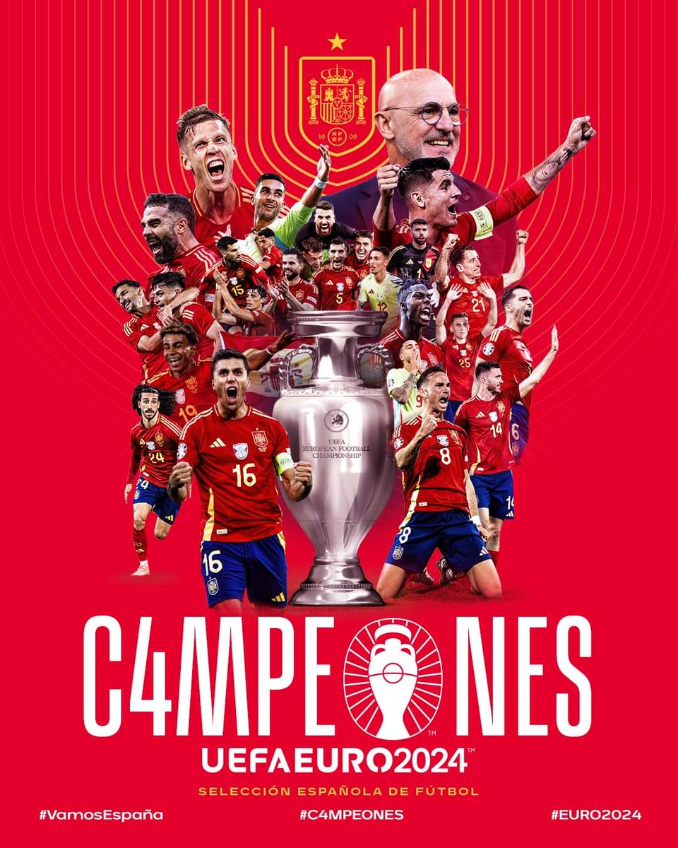 CAMPEONES. Con autoridad, con valentia, atacando, presionando, saliendo desde atrás, combinando, superando momentos adversos...todo desde el colectivo. Fútbol puro!!! Un lujo ver jugar a este equipo. 🇪🇦⚽🇪🇦⚽ <a href="/rfef/">RFEF</a>