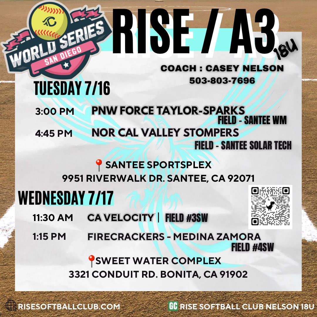 SoftballRise's tweet photo. @triplecrownspts TC World Series in San Diego 7/15-7/20. Coaches come see some amazing student athletes from Oregon! @CoastRecruits @SBRRetweets @Softball_Home @thealliancefp @DeMariniFP @SoftballRecruit https://t.co/Q5LT0gHs9a