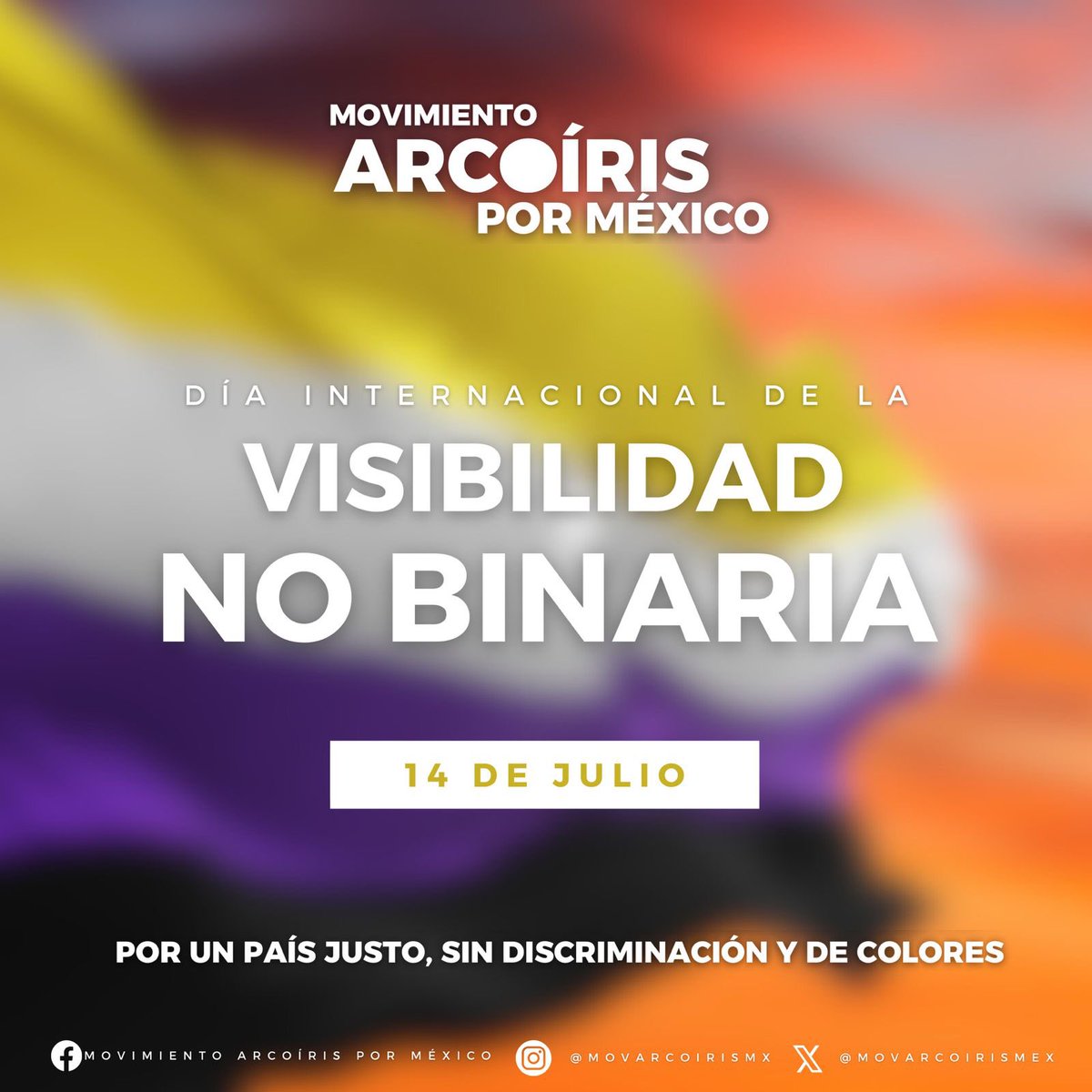MovArcoirisMex's tweet photo. #DíaDeLaVisibilidadNoBinaria Hermanes #NB desde #MAM seguiremos defendiendo el reconocimiento a sus identidades para asegurarles el respeto de sus derechos políticos electorales.

💛🤍💜🖤
Por un país justo, sin discriminación y de colores.

@SalmaLuevano https://t.co/EUCn5W8ljd