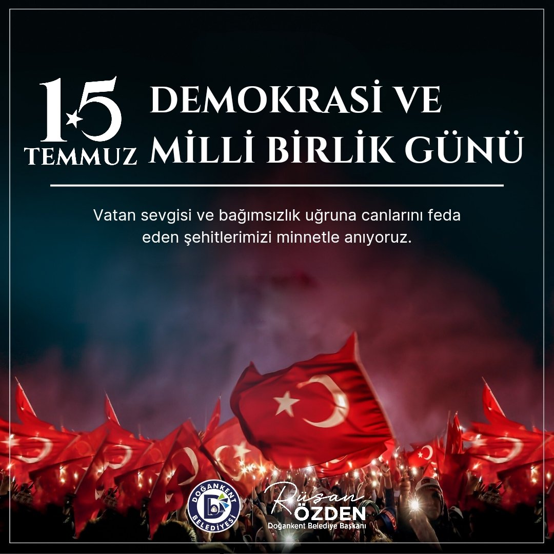 #15Temmuz hain darbe girişiminde vatanımızın istiklali ve istikbali için gözünü kırpmadan canlarını feda eden tüm aziz şehitlerimizi rahmetle ve minnetle yâd ediyor, gazilerimize şükranlarımızı sunuyoruz.
<a href="/rusan_ozden/">Rüşan Özden</a>
Doğankent Belediye Başkanı