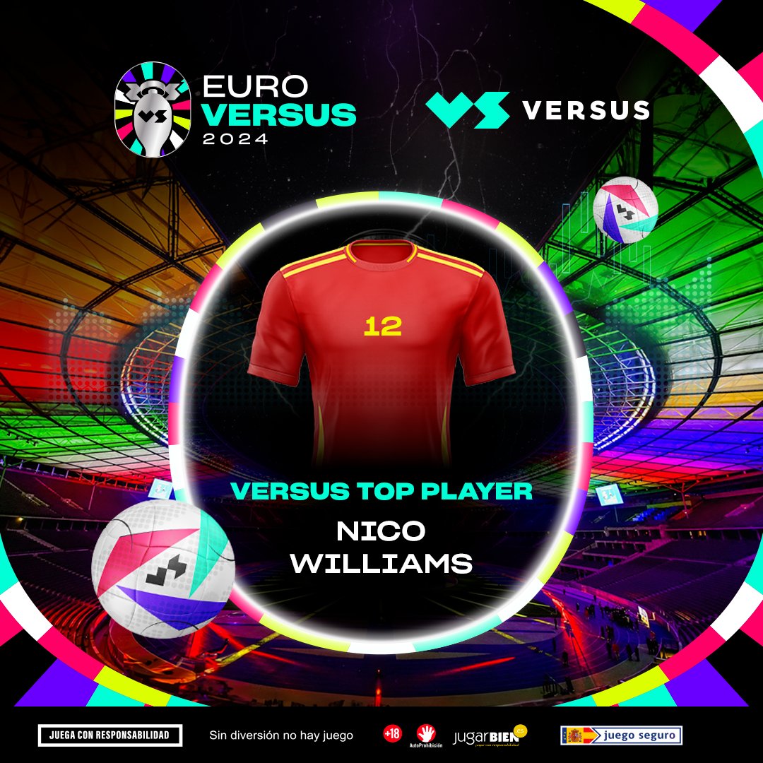 VERSUSapuestas's tweet photo. ¡La final de la #EURO2024 tiene un claro favorito!
Nico Williams ha demostrado ser clave en este #ESPING y se lleva el 𝗩𝗘𝗥𝗦𝗨𝗦 𝗧𝗢𝗣 𝗣𝗟𝗔𝗬𝗘𝗥 🔝
#EUROVERSUS | #VamosEspaña 🇪🇸 https://t.co/f20qyuyOgb