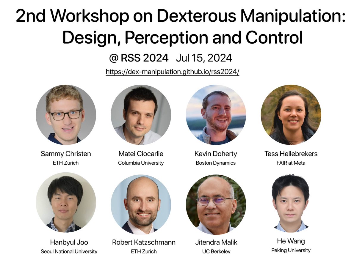 taochenshh's tweet photo. Excited for our stellar lineup of speakers at the Dexterous Manipulation workshop this Monday! ποΈ Can't make it? We've got you covered with a live stream. πΊ Don't miss out!
Live-stream: https://t.co/XndusqPiyb https://t.co/rSmZXzroJE