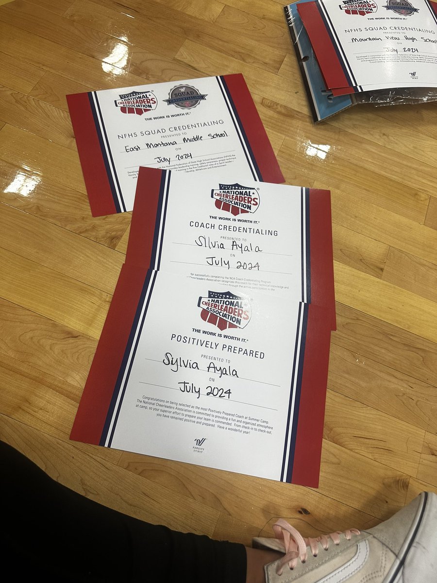 MsAyala8's tweet photo. What a journey this cheer coach life has been.I am honored and humbled by these two coaches awards from @NCAupdates! Beyond proud of my team @EMMS cheer🏆Best band chant/🏆best game cheer/ -🏆herkie award 🥢spirit stick🥇3outstanding ribbons 3🏅ALL AMERICAN NOMS. We just started! https://t.co/DhbV2287E6