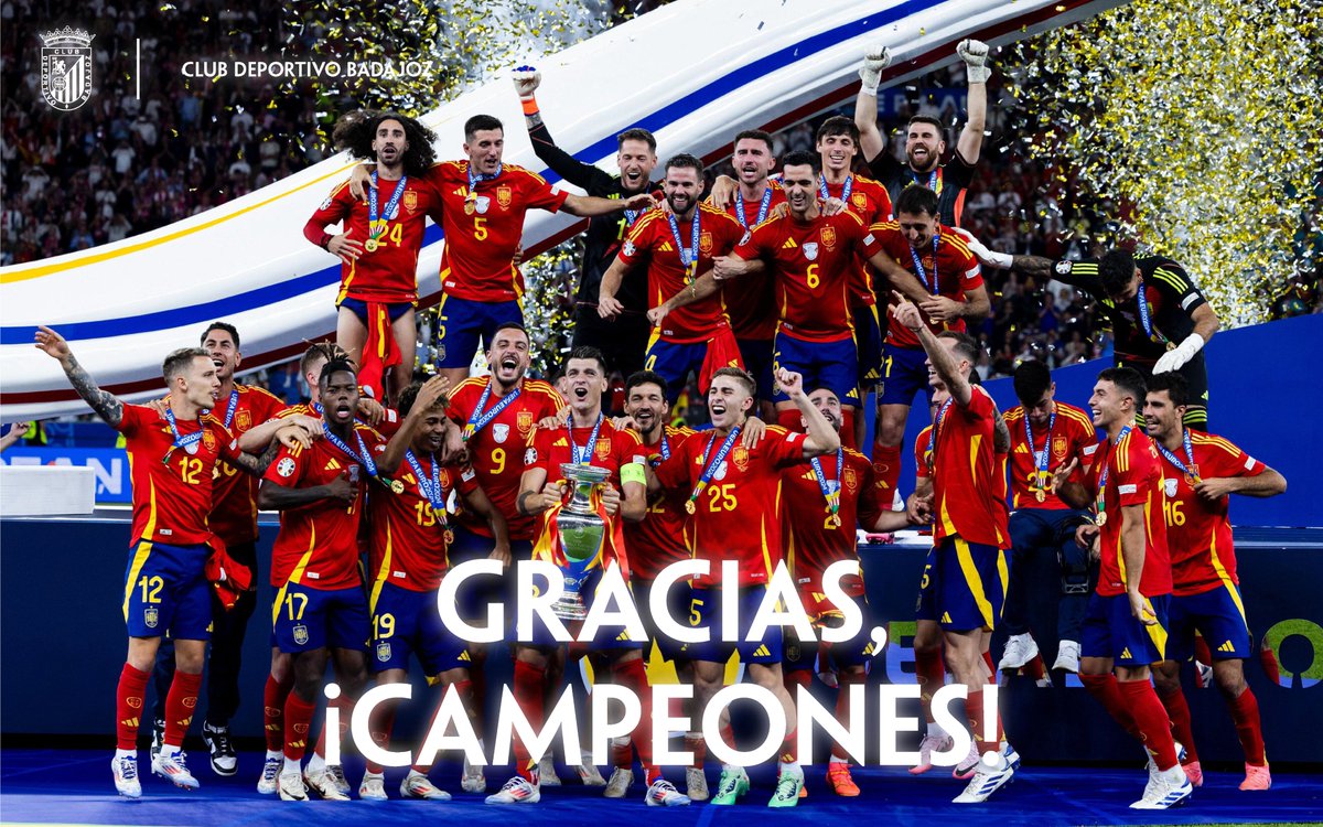 ¡¡¡CAMPEOOOOONES!!! 🇪🇸🇪🇸🇪🇸🇪🇸🇪🇸
🏆¡Enhorabuena a la <a href="/SEFutbol/">Selección Española Masculina de Fútbol</a> y a la <a href="/rfef/">RFEF</a>  tras proclamarse Campeones de la #Eurocopa2024 por cuarta vez!. 🏆
🤍🖤Habéis hecho un grandísimo torneo y la familia blanquinegra estamos muy orgullosos de vosotros. 
¡GRACIAS, CAMPEONES!