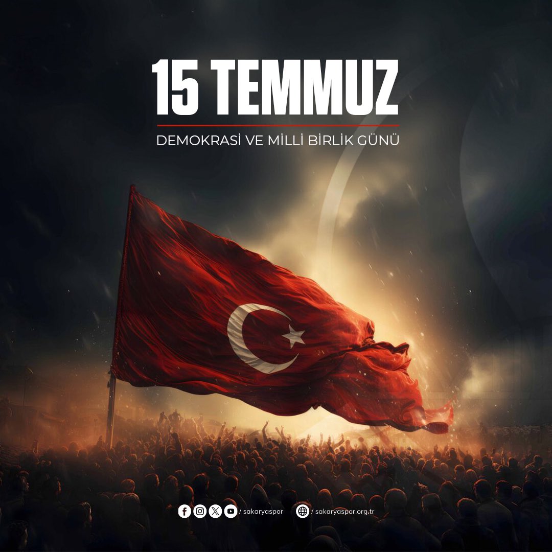 Sakaryaspor's tweet photo. 15 Temmuz'da, milletimizin demokrasiyi koruma iradesi ve kahramanlıkla yazdığı destanı unutmayacağız. https://t.co/58iY1iL2GZ