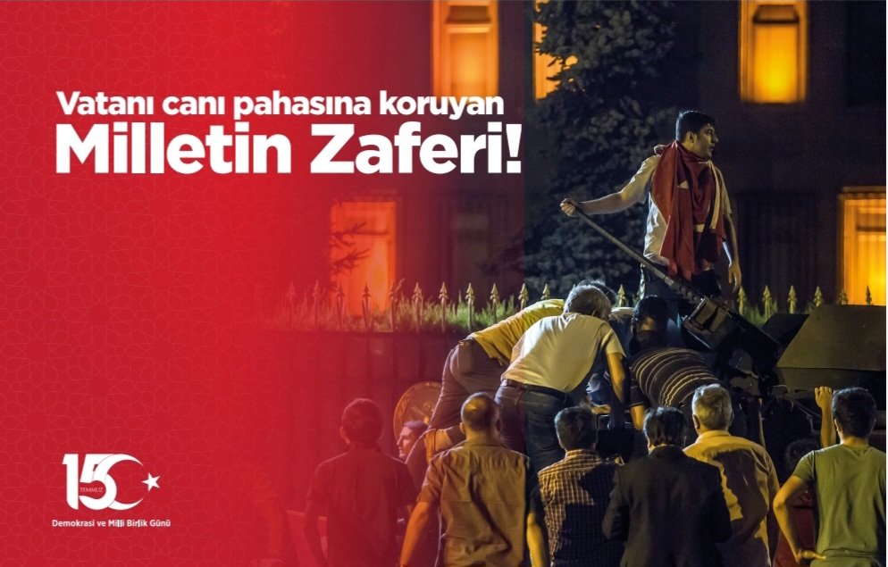 Aziz şehitlerimizi rahmetle anıyor, kahraman gazilerimize şükranlarımızı sunuyoruz. #15Temmuz #MilletinZaferi
