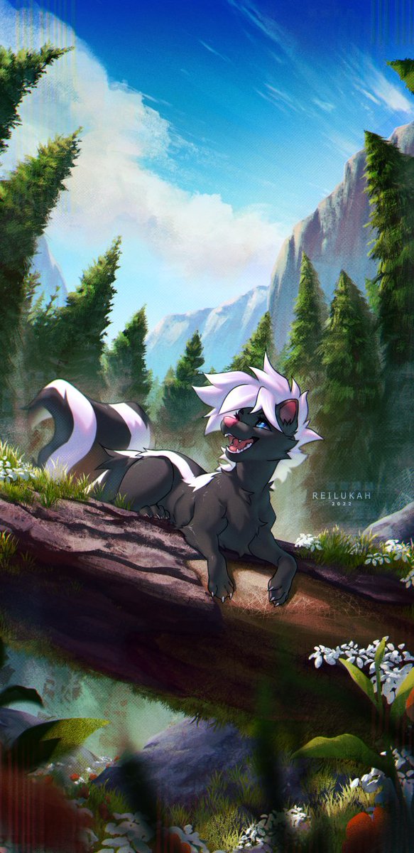 NoxiousSkunk's tweet image. This is the lower res version of my phone lockscreen commissioned from @reilukah a while back, I still can&apos;t get over how beautiful the background details are.