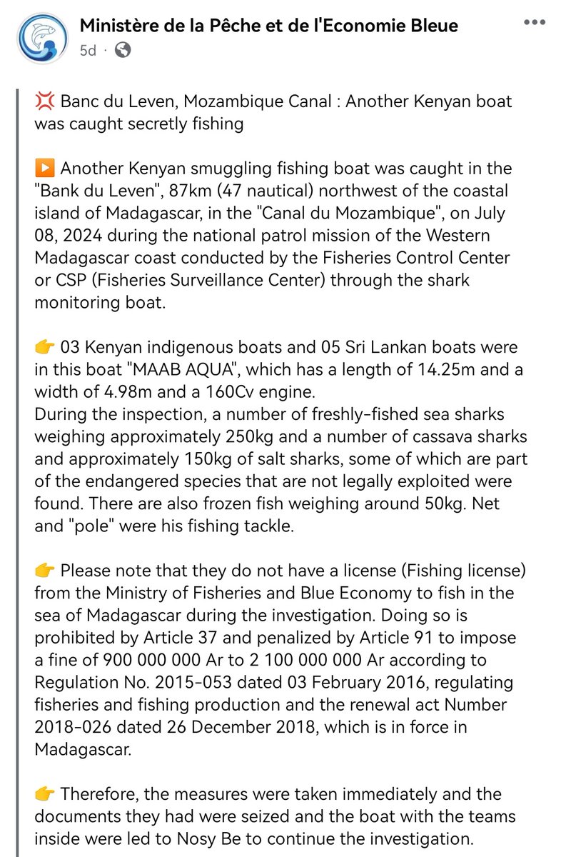 raabiahawa's tweet photo. Si niliwaambia @kefs_kenya iko na ukora?Ona sasa! @PresidenceMada has done the job for u! @OfficialKCGS take note.A Sri Lankan vessel licenced in Kenya and illegally fishing endangered species. Niliwalilia mkanidharau.
YOU WILL NOT BELIEVE.
Cc. 
@WilliamsRuto
@KenyasOmbudsman https://t.co/0l8CFmgcTz