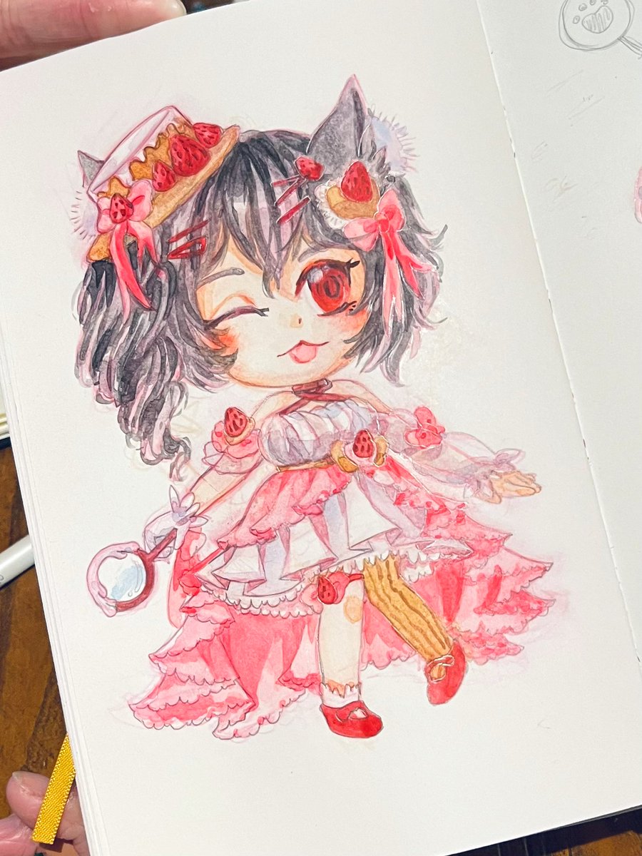 sleepypandie_'s tweet photo. Long time no paint!! Strawberry cheesecake au @katx3_ #KatFiles https://t.co/xAwn0CzdFi