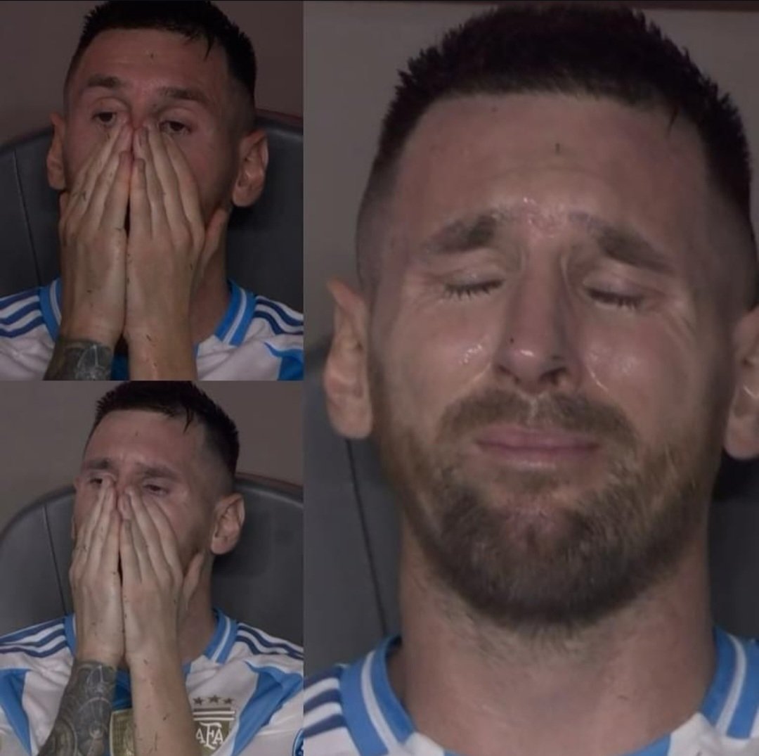 Edwins1331's tweet photo. Messi llorando en la final de la #CopaAmérica2024 

Una imagen que si me hizo llorar https://t.co/v75MAWkAOt
