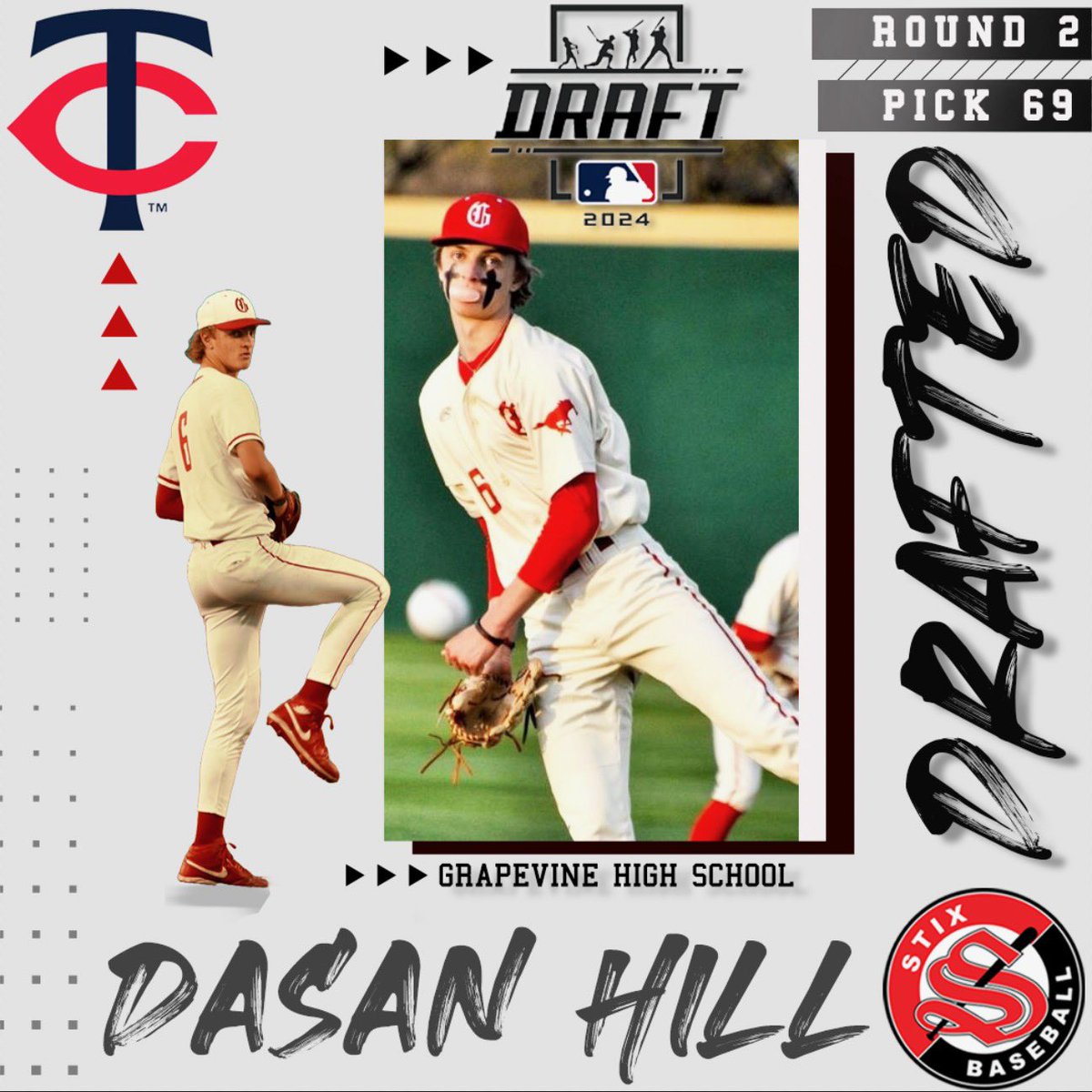 StixBaseballTX's tweet photo. Congratulations to @DasanHill on being drafted #69 by the @Twins ‼️
#STIXFAM | #STIXDRAFT https://t.co/uX9gBjZqg6